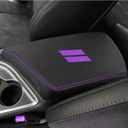 YOSRTER for Dodge Challenger Accessories 2015 2016 2017 2018 2019 2020 2021 2022 2023 2024 Dodge Challenger Center Console Armrest Cover Interior Anti-Scratch Leather Center Armrest(Purple Stitches)