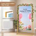 Wedding Sign Holder, 57x31x15"Welcome to Our Wedding Sign Stand Metal Wedding Sign with 8 Pair Satin Ribbon & 2 Pair Leather Sign Straps,Storage Bag, Flower Vine,Heavy Duty Easel Stand for Sign,Poster (Gold)
