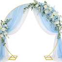 Metal Balloon Arch, Round Arch Backdrop Stand 8 FT(2.5M) Large Golden Circle Arch Frame with Base for Birthday, Wedding, Party, and Baby Shower Photo Background Decorations (Gold)