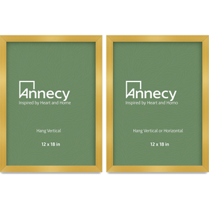 Annecy 12x18 Picture Frame Gold2 Pack, 12 x 18 Picture Frame for Wall Decoration, Classic Gold Minimalist Style Suitable for Decorating Houses, Offices, Hotels