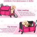 Large Pet Carrier with Wheels, Foldable Rolling Dog Carrier with Big Pocket, Cat Rolling Bag 21"x13"x13" for 2 Cats &Dogs, for Travel, Outdoor, Vet Visits, Camping, Indoor.Pink. (Not for Airline)
