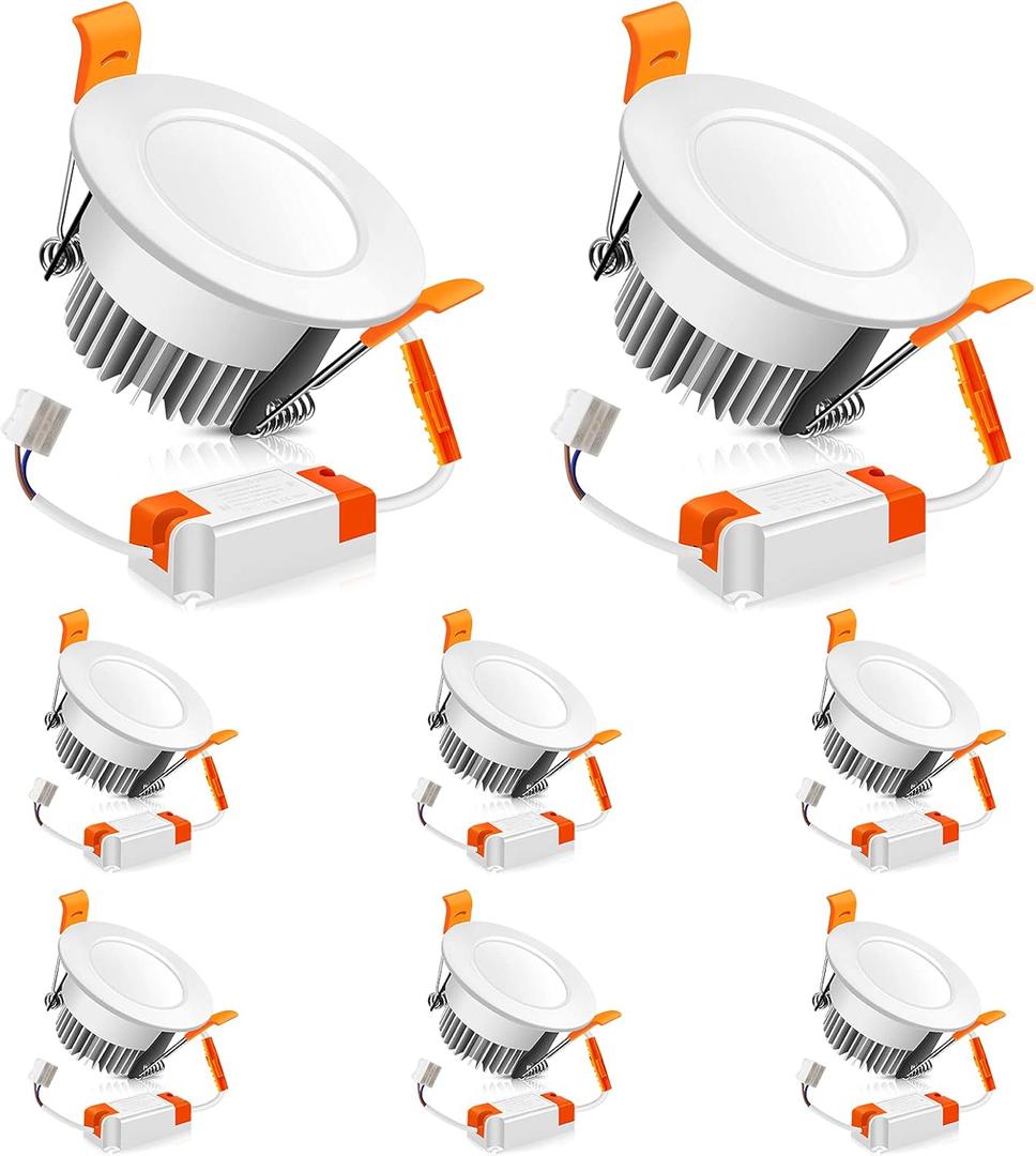 LEDLightsWorld 2 Inch LED Recessed Lighting Dimmable Downlight, 3W(35W Halogen Equivalent), 3000K Warm White, CRI80, Ceiling Light with LED Driver (8 Pack)