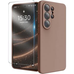 for Samsung Galaxy S26 Ultra Case, Liquid Silicone Cover with Camera Protection Anti-Scratch Soft Microfiber Lining Shockproof Protective Phone Case for S26 Ultra 6.9", Light Brown