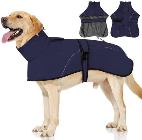 Dotoner Waterproof Dog Coat Warm Fleece Lined Jacket Reflective Winter Pet Apparel for Small Medium Large Dogs with Leash Opening Adjustable Neck & Tail Drawstring Size 3XL