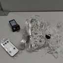 String Lights LED Curtain Light, 96 LED Fairy Hanging String Lights Waterproof Christmas Snowflake Lights with Wireless Control for Outside Indoor Bedroom Party Fence Patio - Warm White