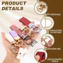 HARFINGTON Car Key Chain Ring Clip 4.45 Inch Leather Key Fob Wristlet Keychain with Anti-Lost D Ring & Keyrings Fit Women Men for Home Car, Pink Gold