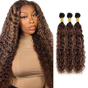 26 28 30 inch Ombre Brown Bundles P4/30 Human Hair Bundles #4 Water Wave Bundle Highlight Human Hair Bundle 3 Tone 150g