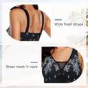 Women's Tummy Control Swimdress One Piece Swimsuits Modest V-Neck Mesh Bathing Suits with Built-in Bottom (XL)