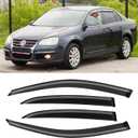 Rain Guards for Volkswagen VW Jetta Sedan 2006-2010, Out-Channel Window Visor Shields Vent Deflector Shade Wind Dark Smoke 2007 2008 2009 06 07 08 09 10, Tape-On Outside-Mount, 4PCS