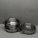 4 Piece Stainless Steel Steamer Pot Set with Glass Lid and handle,for Steamer Cooking,Casserole,Saucepan (4 layer)