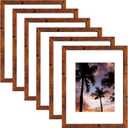 SESEAT 11x14 Picture Frames Display Pictures 8x10 With mat or 11x14 Prints Without Mat,Wall Mounting,Brown,6PCS (Dark Brown)