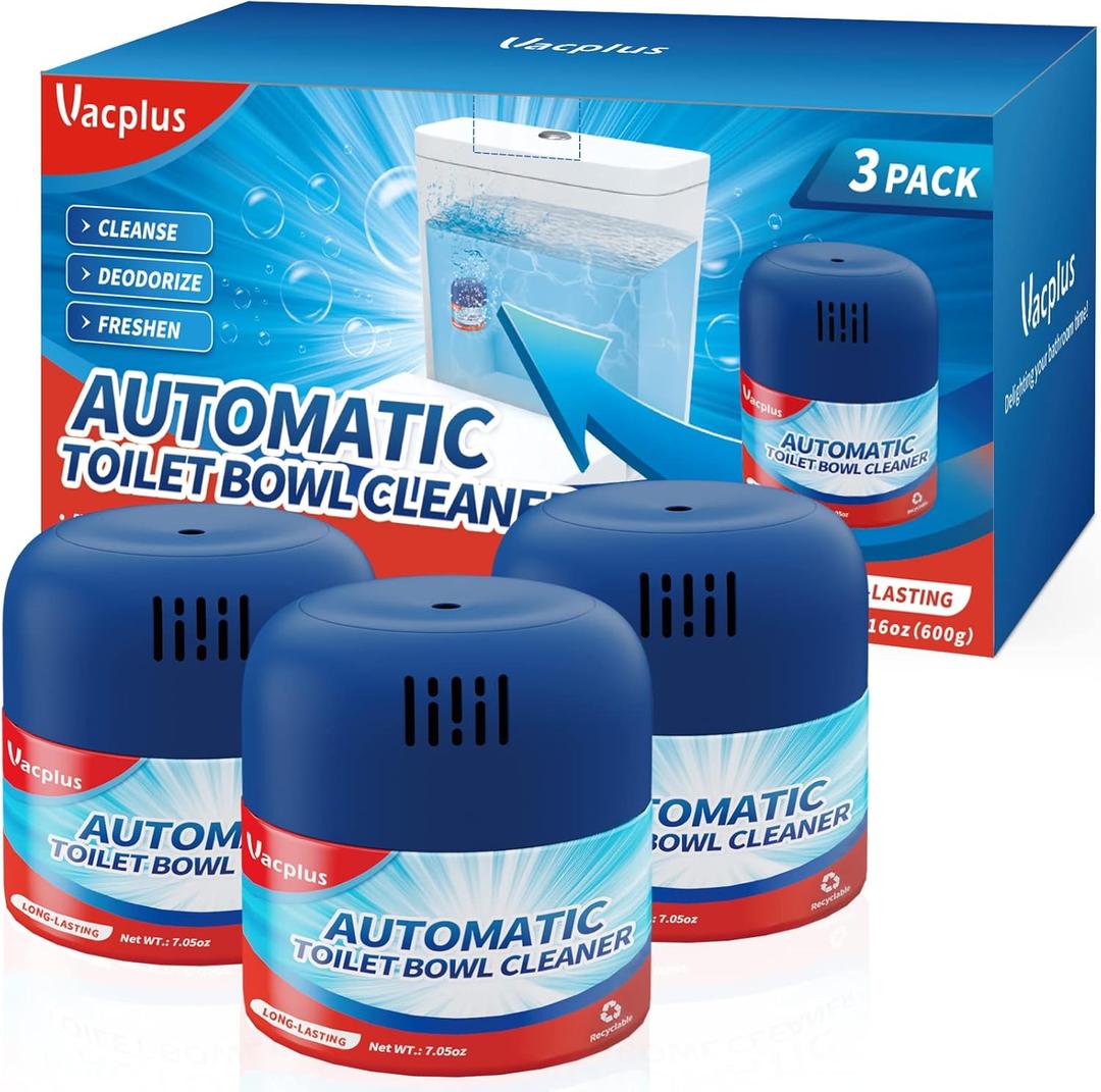 Vacplus Toilet Bowl Cleaners - 2 Pack, Krazy Clean Automatic Long-Lasting Toilet Cleaner Bottles, Easy-to-Use & Powerful Cleaning