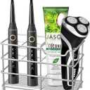 Urbanstrive 304 Stainless Steel Bathroom Toothbrush Holder Toothpaste Holder Stand Bathroom Accessories Organizer (Silver, Large)