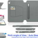 SEYMAC stock Case for iPad (A16) 11th/10th Generation 11''/10.9'', Strong Magnetic Auto Sleep Shockproof Case with Absorbing Multi-Angles Stand, Pen Holder, Card Slot (Gray)