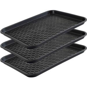 Boot Tray for Entryway, 3 Pack Waterproof Shoe Trays for Indoor Outdoor Use 20"x15" Durable Shoe Mat with Raised Edge, Non-Slip Tray for Boots, Pets, Garden & Muddy Shoes, 19.70"L x 14.96"W x 1.2"Th