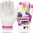 Franklin Sports MLB Youth Teeball Batting Gloves - Flexible Pro Kids Baseball + Softball Gloves for Boys + Girls (Pink/White)