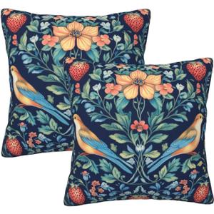 Chinoiserie Blue Bird Throw Pillow Covers Set of 2 Couch Pillow Case Decoration Cushion Covers for Sofa Home Living Room Bedroom Outdoor 18X18 Inch