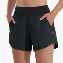 Willit Women's 5" Swim Board Shorts Quick Dry Beach Swimming Shorts UPF 50+ High Waisted Liner Pockets Size 18, Black