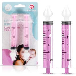 4 x Bluet B - Baby Nasal Syringe (2-Pack) - Safe Silicone Nasal Aspirator for Newborn - Infant Mucus Removal - 10ml Nose Cleaner Syringe for Baby - Toddler Congestion Relief - Reusable Tips - Pink