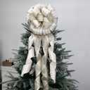 Christams Tree Topper Bow, Large Champagne Gold Bows Burlap Decorative Bows for Xmas Holiday Thanksgiving Indoor Outdoor Ornament Gift Bow