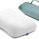 Cushion Lab Travel Deep Sleep Pillow – Compact Memory Foam Neck Pillow for Sleeping, Portable Pillow for Hotels, Camping, Side & Back Sleepers, OnTheGo – Wellness Green