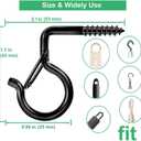 30 Pack Q Hanger Hooks with Safety Buckle, Windproof Screw Hooks for Hanging Outdoor String Lights, Ceiling Hooks for Plants, Christmas Lights & Patio Lights, Cups, 2.2 in