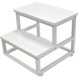 SZLHANJZ Nursery Step Stool, Wooden and Metal Foot Stool for Adult Kid, Steps for High Beds with Round Corners, Small Stepping Stool for Bedroom Kitchen, Load 500 LB, White