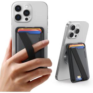 JOYROOM for Magsafe Wallet Stand [2025 Ultra-Slim Strong Magnetic] Magnetic Card Holder Compatible with iPhone 16 Pro Max Plus/iPhone 15/14/13/12, Phone Wallet with Wrist Strap Secure Anti-Drop Design