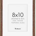 Fun Memories 8x10 Wood Picture Frame, Solid Oak Wood Frame 10x8 for Wall & Tabletop Display, 5x7 Picture Frame with Mat 8x10, 8 x 10 Photo Frame Wood with Tempered Glass, Walnut Color, 1 Pack