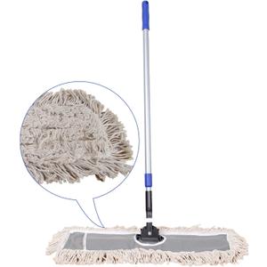 24" Industrial Cotton Floor Dust Mop with adjustable Steel Handle - Commercial Mops for Hardwood, Tiles, Laminate, Vinyl, Garage epoxy, Bamboo surface cleaning and Flooring Push Dust Broom (24 Inch (Pack of 1))