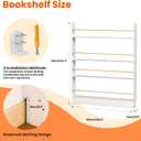 Kids Bookshelf Wall Mounted, Behind the Door Shelf Wooden Narrow 4 Tier Behind Door Storage Bookcase for Books & Toys, Space-Saving for Kid's Room, Nursery, Playroom & Bedroom White
