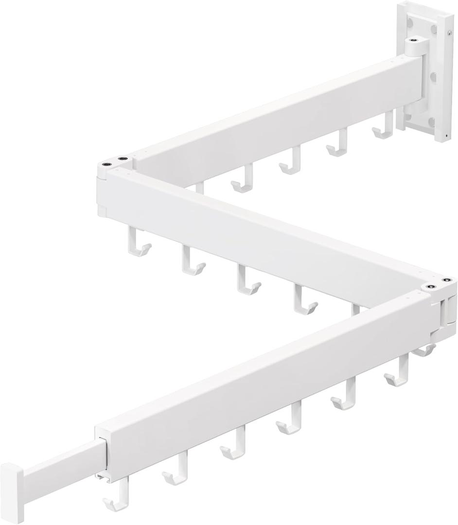 Clothes Drying Rack,Laundry Space Saver Wall Mounted,Retractable,Collapsible(Tri-Fold), White Color Rack Clothing (White-basic)