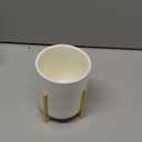 Gold pencil cup Sturdy metal frame with white ceramic pen holder For desks and kitchen appliance holders (H 4.6'')