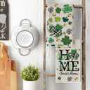 2 x Artoid Mode Wood Clover Shamrock St.Patrick's Day Kitchen Dish Towels, 18x26 Inch Farmhouse Holiday Spring Decoration Cleaning Set of 2