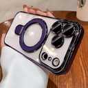 LXK Magnetic Invisible Stand for iPhone 17 Pro Case 6.3" Compatible with MagSafe, Military-Grade Protection, with Camera Protector, Clear Scratch-Resistant Back Cover for iPhone 17 Pro, Purple