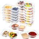 20 PCS Snack Containers with Lid,reusable snack containers with lids,Leakproof Dipping Containers with Compartments,snackle box container,snack pack containers,Double Compartment Condiment Containers Pack Of 2
