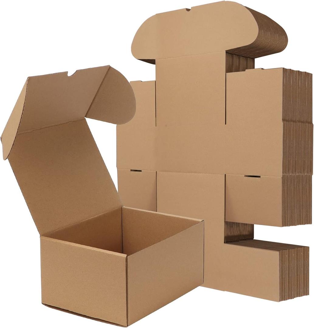 RLAVBL 8x6x4 Shipping Boxes Set of 25, Brown Corrugated Cardboard Mailer Box for Packing, Mailing, Business