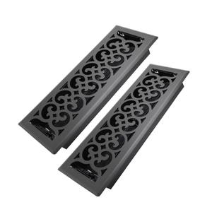 Howeall 4x14 Inches Heavy Duty Walkable Floor Register Easy Adjust Air Supply Lever Floor Vents - Charlotte Design - Vent Cover for Home Floor - Matte Black, 2 pcs