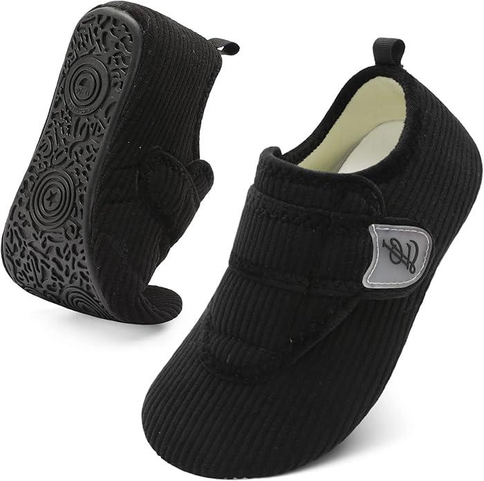 LeIsfIt Slippers for Women Men Soft House Slippers Wide Barefoot House Shoes Non-slip Slip on Slipper Shoes Comfy Adjustable for Home Bedroom Travel Yoga 40-41, Black