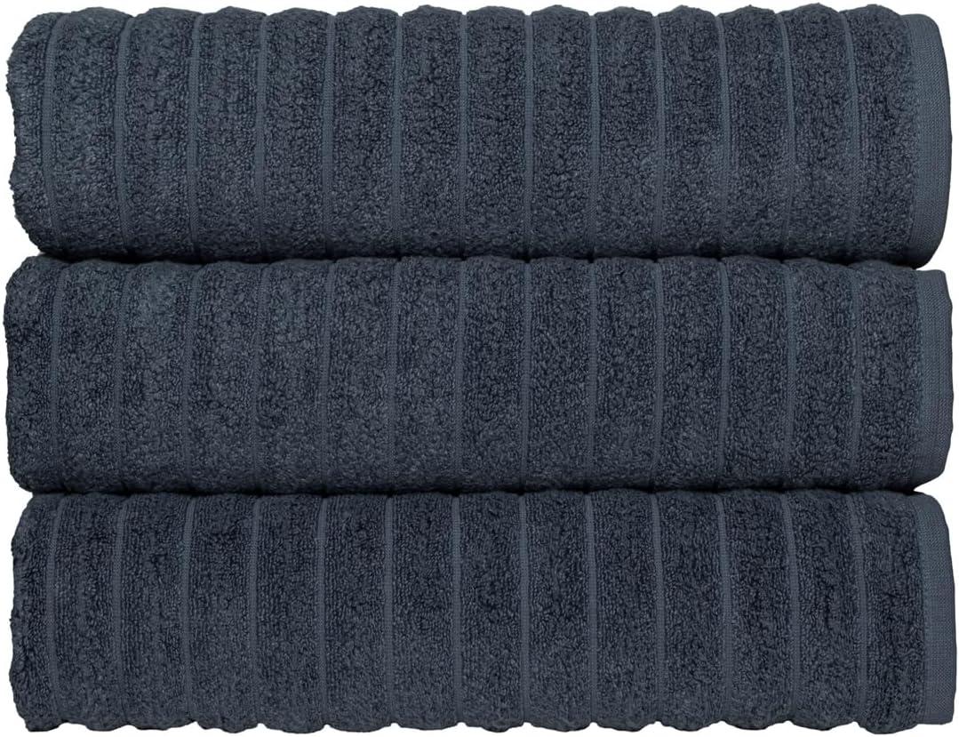 Classic Turkish Towels CTT - Luxury 3 Piece Jumbo Bath Sheets, 100% Turkish Cotton, Absorbent & Ultra Comfy Bath Towel Sheets for Hotels & Spa | 40"x65" (Dark Blue)