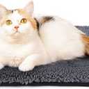 FUNNY FUZZY Self Warming Cat Bed, Waterproof Self Heating Pad for Cats & Dogs, Cozy Plush Warm Pet Mat with Removable Washable Cover - ThermoPad, 25.5"17.7"