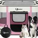 Dog Playpen,Cat Pet Puppy Pen,Portable Playpens for Dogs Indoor Outdoor Travel Camping Use,Foldable Dog Kennel Tent Crate for Rabbit Animals with Carrying Case (Pink, Medium)