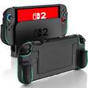 BHGift for Switch 2 Grip Case (2025), Upgraded Slim Switch 2 Dockable Protective Case, Console Hard Cover Like a Real Gamepad for Handheld, Shockproof and Scratchproof, Black