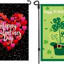 4 x Valentine Day Garden Flag St Patricks Day Garden Flag New Years Flag,Valentine Flag St Patrick Flag New Years Garden Flag 12x18 Burlap Valentine House Flag
