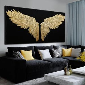 NBAODAN Abstract Art Wall Decor Large Wall Art Modern Canvas Prints Gold Minimalist Room Decor Office Black Painting 29x58 Inch Living Room Decorations