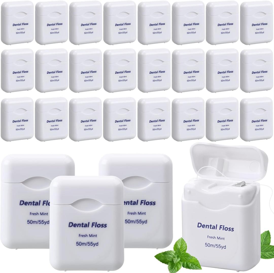 FillTouch 36 Pack Mini Dental Floss Bulk Mint Flavored 50m Each Travel Dental Floss Oral Care for Teeth Protection(White)