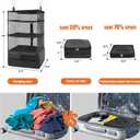 Caroeas Portable Hanging Travel Shelves Bag Suitcase Organizer Carry-on Closet Packing Cubes for Travel, 3-Shelf Suitcase Closet with 2 Hooks, Large Capacity, Black