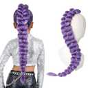 SEIKEA Purple Braiding Hair Ponytail 30" Extra Long Purple Hair Extensions for Cosplay Costume Crazy Hair Day Ready-to-Wear Pre-Braided Ponytail Lightweight Kid-Friendly Synthetic Braids Hair