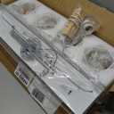 Farmhouse Vanity Light for Bathroom, 4-Light White Wood Bathroom Vanity Light Fixtures Over Mirror, Rustic Sconces Wall Lighting with Metal Lampshade for Living Room, Bedroom, Hallway