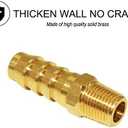 JoyTube 5 Pcs Hose Barb Fittings 3/8" Barb to 1/2" NPT Male Thread Brass Metals Adapter Connector with Hose Clamp